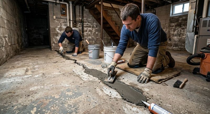 Cracked Basement Floor Repair in Arlington, VA